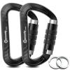 3inch Auto Locking Carabiner Clips Heavy Duty, 12KN /2697lbs Lightweight Keychain carabiners, Sturdy Twist Lock Caribeeners for Camping Hiking Hammock Swing Backpack, Dog Leash and Harness etc, Black view 1