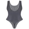 ACSUSS Womens Glossy Sleeveless High Cut Bodysuit One-Piece Swimsuit for Yoga Sports Fitness Swimming Grey X-Large view 3