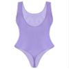 ACSUSS Womens Glossy Sleeveless High Cut Bodysuit One-Piece Swimsuit for Yoga Sports Fitness Swimming Purple X-Large view 3