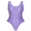 ACSUSS Womens Glossy Sleeveless High Cut Bodysuit One-Piece Swimsuit for Yoga Sports Fitness Swimming Purple X-Large view 4