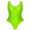 ACSUSS Womens Glossy Sleeveless High Cut Bodysuit One-Piece Swimsuit for Yoga Sports Fitness Swimming Fluorescent Green Medium view 2