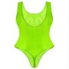 ACSUSS Womens Glossy Sleeveless High Cut Bodysuit One-Piece Swimsuit for Yoga Sports Fitness Swimming Fluorescent Green Medium view 3