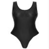 ACSUSS Womens Glossy Sleeveless High Cut Bodysuit One-Piece Swimsuit for Yoga Sports Fitness Swimming Black X-Large view 2