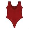 ACSUSS Womens Glossy Sleeveless High Cut Bodysuit One-Piece Swimsuit for Yoga Sports Fitness Swimming Red X-Large view 4