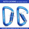 3inch Auto Locking Carabiner Clips Heavy Duty, 12KN /2697lbs Lightweight Keychain carabiners, Sturdy Twist Lock Caribeeners for Camping Hiking Hammock Swing Backpack, Dog Leash and Harness etc, Blue view 3