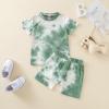 Aruzig Toddler Baby Boy Summer Outfits Tie Dye Short Sleeve T-Shirt and Shorts 2Pcs Clothes Set for Boys (Light Green Tie-Dye, 18-24 Months) view 2