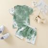 Aruzig Toddler Baby Boy Summer Outfits Tie Dye Short Sleeve T-Shirt and Shorts 2Pcs Clothes Set for Boys (Light Green Tie-Dye, 18-24 Months) view 3