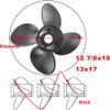 Boatman Boat Engine Propeller 12 7/8x19 fit Suzuki 60-140 Aluminium Alloy Outboard Propeller,13 Spline Tooth 4Blade,RH view 2