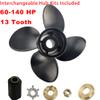 Boatman Boat Engine Propeller 12 7/8x19 fit Suzuki 60-140 Aluminium Alloy Outboard Propeller,13 Spline Tooth 4Blade,RH view 3