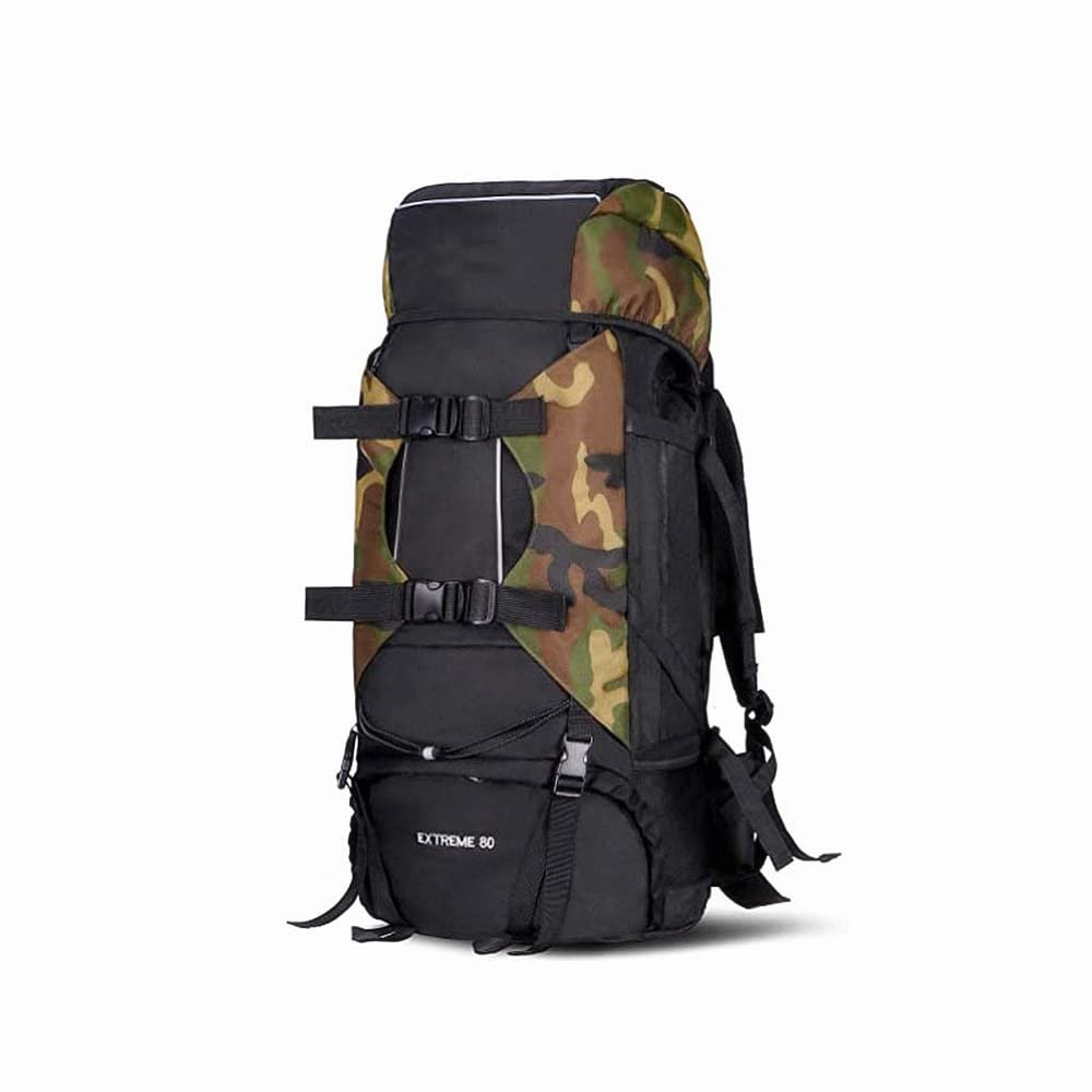 UNISTRENGH 80L Internal Frame Backpack Hiking Camping Backpacking Trekking Bag with RainCover (Black/camouflage)