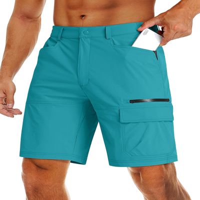 MAGCOMSEN Mens Quick Dry Cargo Shorts with Pockets Summer Hiking Shorts Lightweight Work Shorts Lake Blue,30
