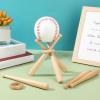Mudder 12 Pack Baseball Stand Baseball Holders Balls Display Wooden Display Stand Holder Centerpieces for Tables for Sports Lover (Light Brown) view 4