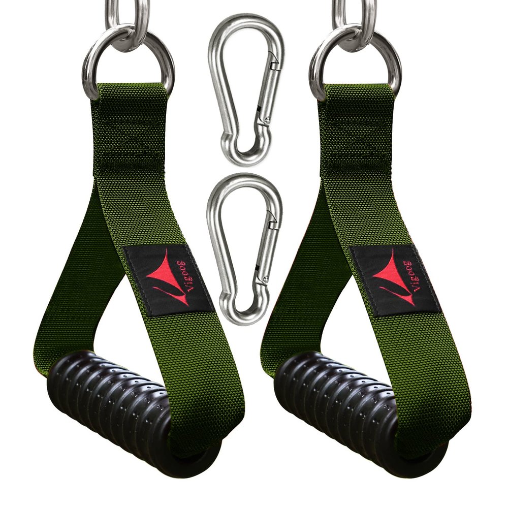 Vigoog Heavy Duty Gym Exercise Handles Attachment for Cable Machine,Resistance Band,Pulley System Home Fitness Workout Equipment, with Elastic Rubber Grip and 2 Large Carabiners