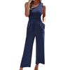 One Shoulder Jumpsuits for Women Elegant Wide Leg Smocked High Waist Pants Rompers Pockets Floral Summer Sleeveless Romper view 1