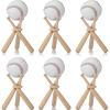 Mudder 6 Pack Baseball Stand Baseball Holders Balls Display Wooden Display Stand Holder Centerpieces for Tables for Sports Lover (Light Brown) view 1