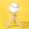 Mudder 6 Pack Baseball Stand Baseball Holders Balls Display Wooden Display Stand Holder Centerpieces for Tables for Sports Lover (Light Brown) view 3