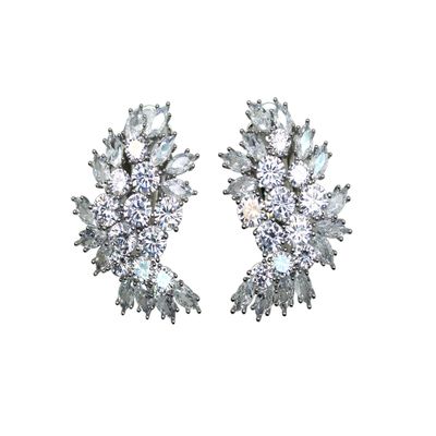 Faship Gorgeous Clear CZ Crystal Clip Ons Earrings - Clear