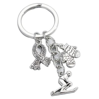 1Pc Winter Keychain Skiing Scarf Glove Key Ring Sport Key Chains For Women Men Handbag Accessorie