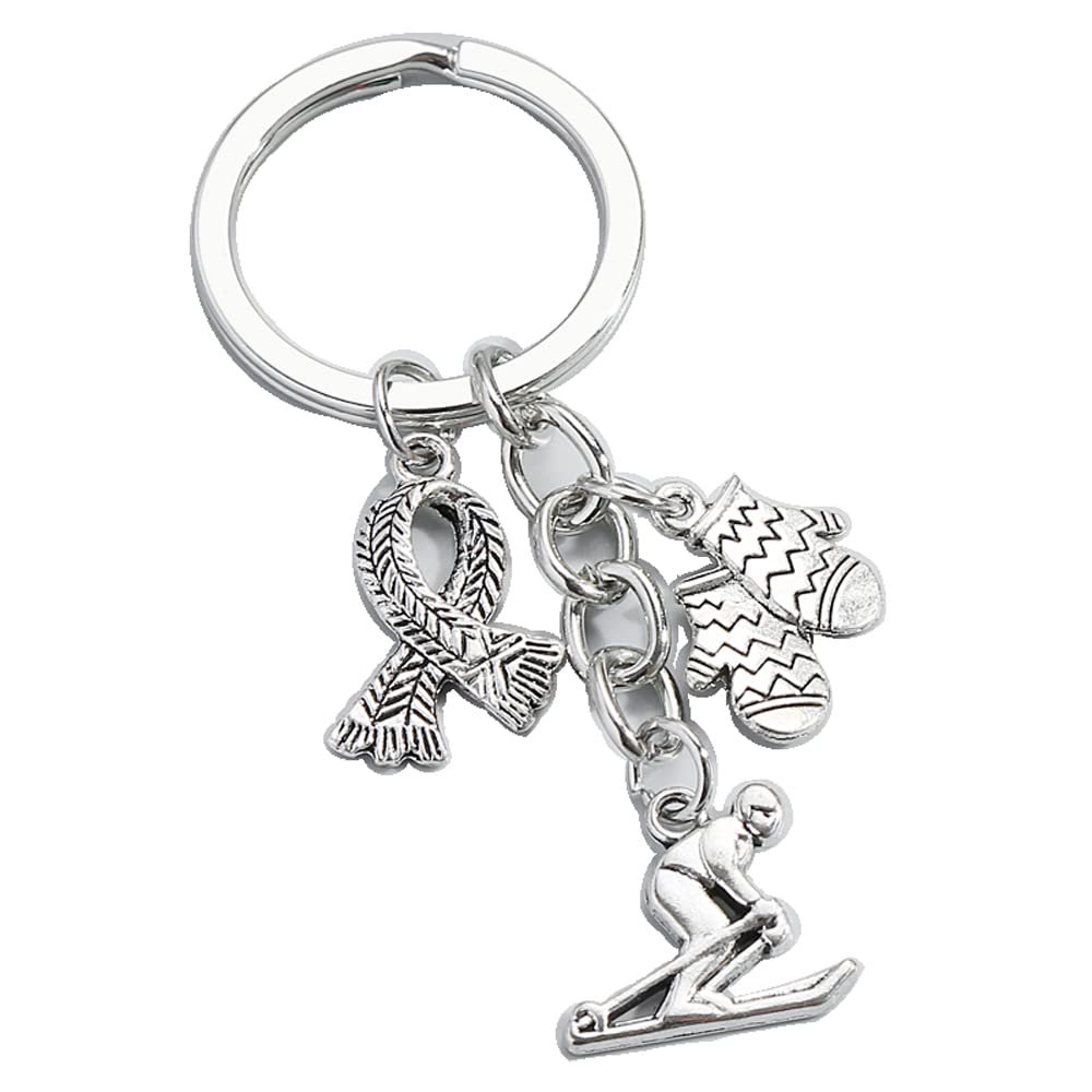 1Pc Winter Keychain Skiing Scarf Glove Key Ring Sport Key Chains For Women Men Handbag Accessorie
