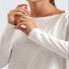 CRZ YOGA Pima Cotton Long Sleeve Workout Shirts for Women Loose Fit Athletic Yoga T-Shirts Casual Boat Neck Fall Tops Ice Grey/White X-Large view 4
