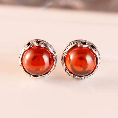 WYRKYP Ear925 Sterling Silver Jewelry Synthetic Garnet Classical Fashion Female Ear Stud/Guava