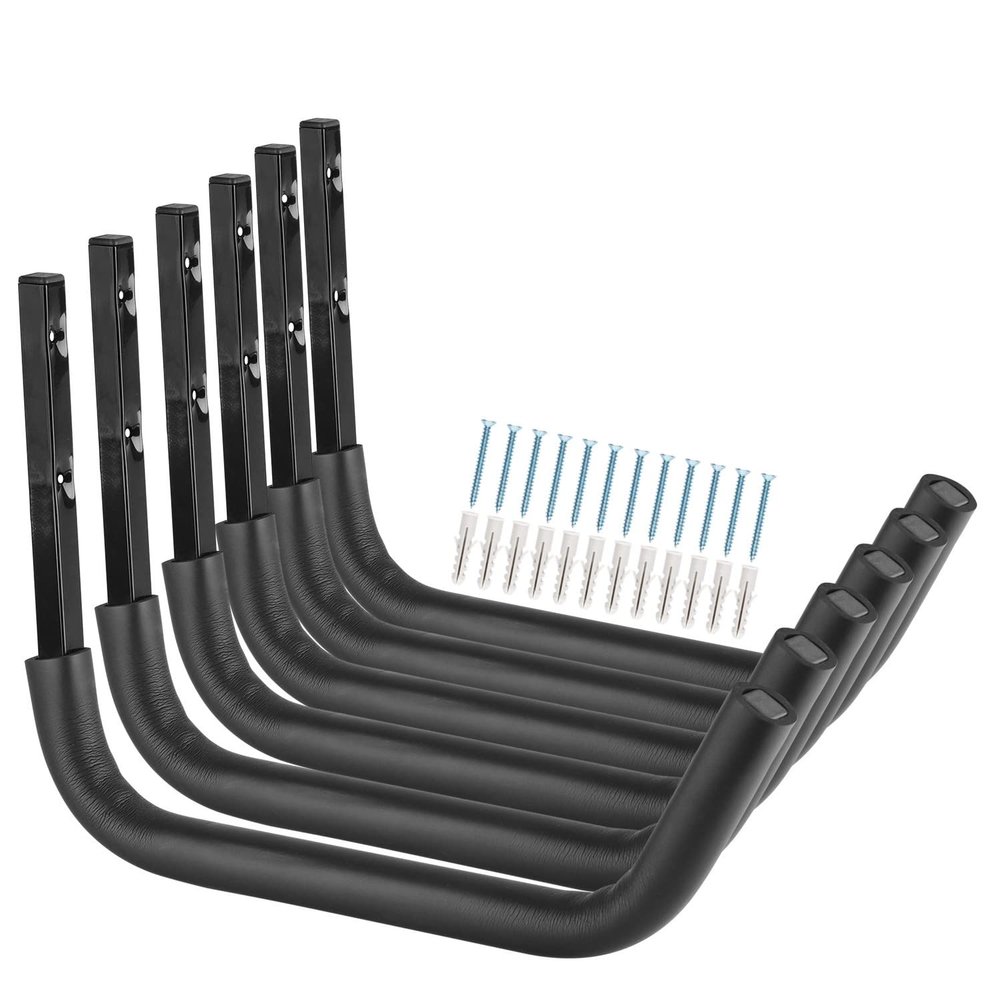 Heavy Duty Kayak Storage Racks, 15 Inch Wall Mount Garage Hooks for Kayak, Canoe, Surfboard, Paddle Board, SUP, Made of Square Low-Carbon Steel