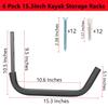 Heavy Duty Kayak Storage Racks, 15 Inch Wall Mount Garage Hooks for Kayak, Canoe, Surfboard, Paddle Board, SUP, Made of Square Low-Carbon Steel view 2