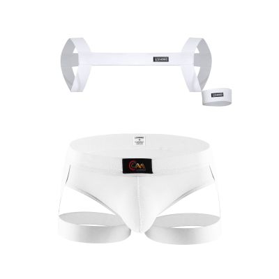 UIWFJEH Men's Thong Underwear Sissy Low-Rise Sexy Jockstrap Harness Set Clubwear Lingerie,White 1,L
