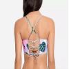 SALT + COVE Women's Purple Stretch V-Neck Adjustable Lace Back Midkini Tie Just Fronds Swimsuit Top M view 2