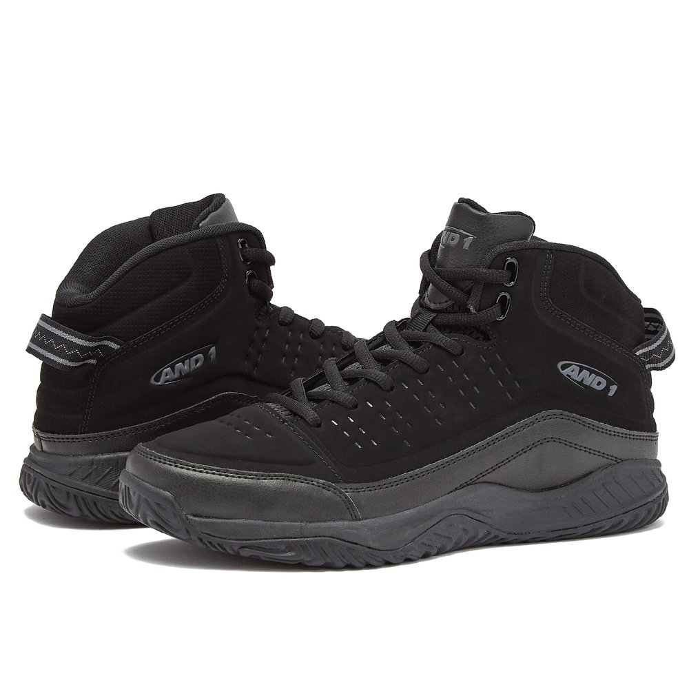 AND1 Pulse 2.0 Mens Basketball Shoes, Indoor or Outdoor, Street or Court - Black/Black, 9 Medium