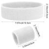 Yolev Sports Headband Wristband Set Sweatbands (White, 8 centimeters) - 3Pieces Set Includes 1 Headband and 2 Wristbands - Powerful Sweat Absorption for Athletic Men and Women view 3