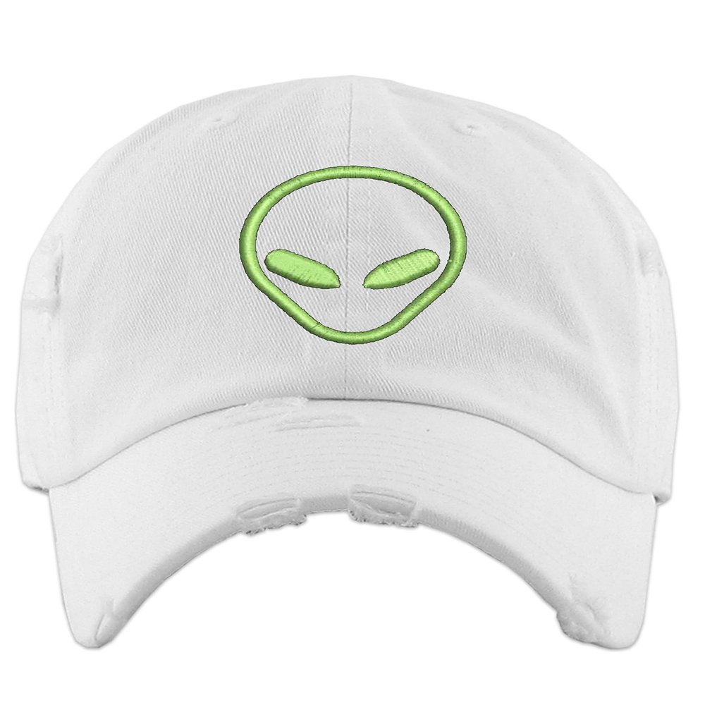 Alien Dad Hat Embroidered Adjustable Vintage Snapback Graphic Cap (White)