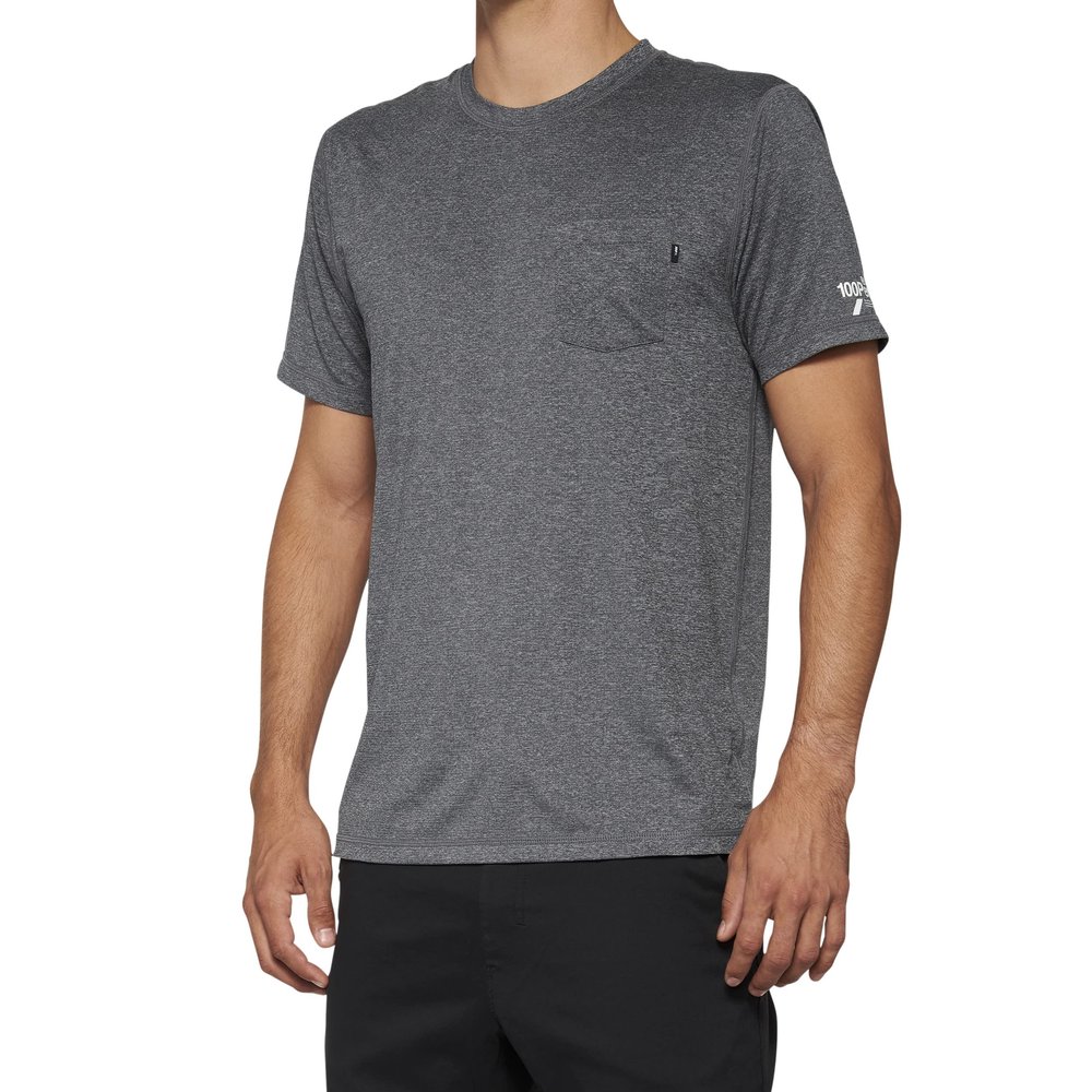 100% Mission Athletic Short Sleeve Tee Heather Charcoal - L
