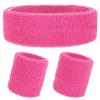Yolev Sports Headband Wristband Set Sweatbands (1 Headband and 2 Wristbands) for Athletic Men and Women Pink view 1