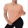 MAGCOMSEN SPF Shirt Women Quick Dry Rashguard Womens Short Sleeve Athletic Tops Crew Neck Tshirts Swim Hiking Shirts Apricot, L view 2