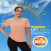 MAGCOMSEN SPF Shirt Women Quick Dry Rashguard Womens Short Sleeve Athletic Tops Crew Neck Tshirts Swim Hiking Shirts Apricot, L view 4