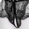 Jhaoyu Men's Sissy Lingerie See-Through Lace Skirted Panties Bowknot Frilly Ruffled Crossdresser Underwear Black X-Large view 4