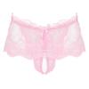 Jhaoyu Men's Sissy Lingerie See-Through Lace Skirted Panties Bowknot Frilly Ruffled Crossdresser Underwear Pink 3X-Large view 1