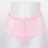 Jhaoyu Men's Sissy Lingerie See-Through Lace Skirted Panties Bowknot Frilly Ruffled Crossdresser Underwear Pink 3X-Large view 2