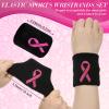 24 Pieces Breast Cancer Awareness Wristbands Pink Ribbon Sweatbands Sports Wrist Bands for Tennis Football Basketball Running Athletic (Black) view 4