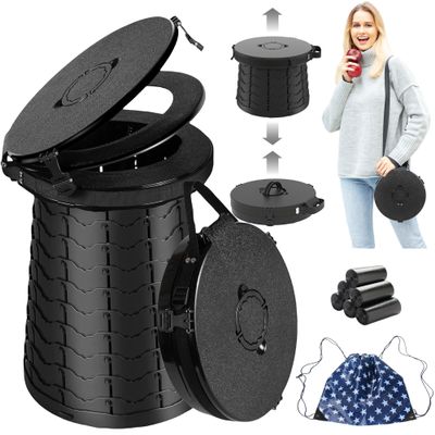 ALEVMOOM Upgrade XXL-19.7" Portable Toilet for Adults Travel Toilet Extra Large with 880lbs Load Capacity Porta Potty for Adults Kids with Lid, Adjustable Height Camping Toilets with Carry Bag