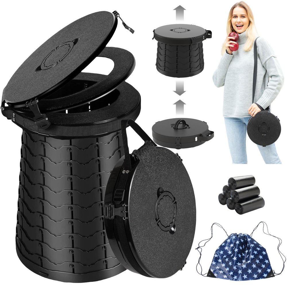 ALEVMOOM Upgrade XXL-19.7" Portable Toilet for Adults Travel Toilet Extra Large with 880lbs Load Capacity Porta Potty for Adults Kids with Lid, Adjustable Height Camping Toilets with Carry Bag