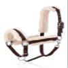 Equinavia Valkyrie Ultra Fleece Breakaway Horse Halter | Padded Fleece Adjustable Safety Halter with Nylon Webbing - Brown/Ivory White - Warmblood view 1
