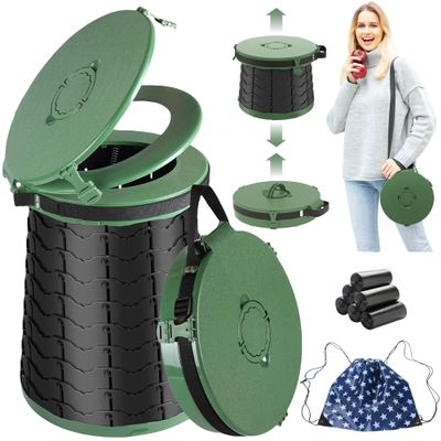 ALEVMOOM Upgrade XXL-19.7" Portable Toilet for Adults Travel Toilet Extra Large with 880lbs Load Capacity Porta Potty for Adults Kids with Lid, Adjustable Height Camping Toilets with Carry Bag
