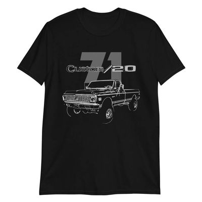1971 Chevy K20 Custom 20 Pickup Truck Owner Short-Sleeve Unisex T-Shirt Black