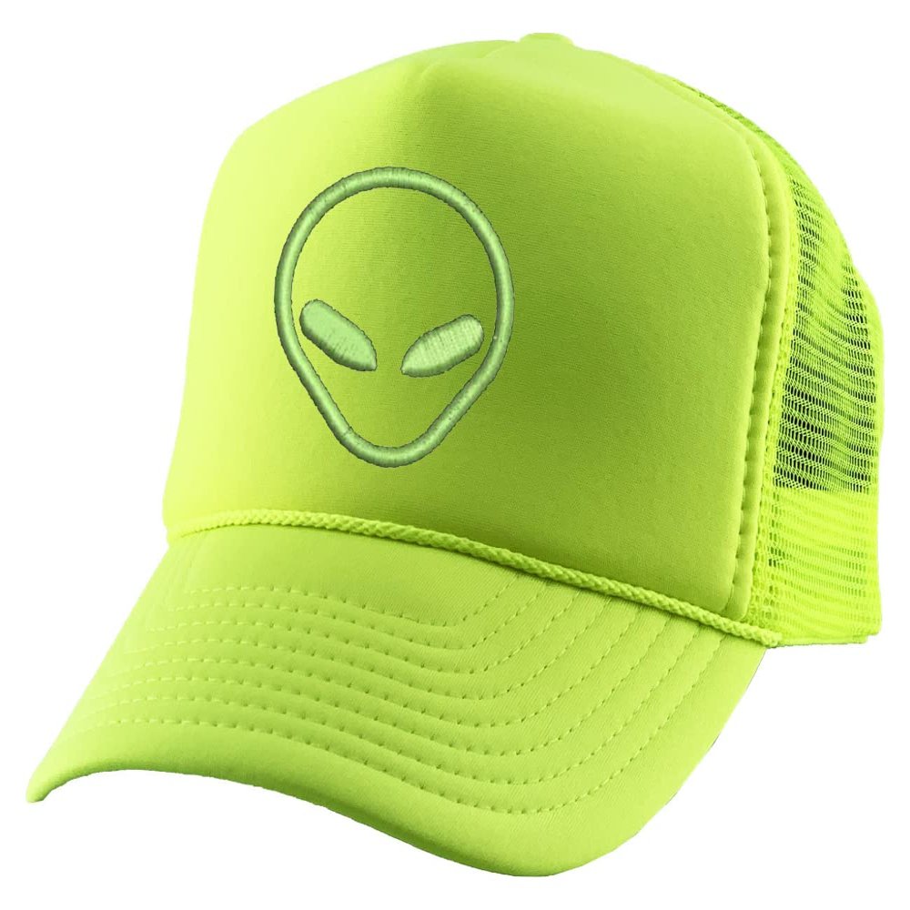 ALLNTRENDS Alien Trucker Hat Embroidered Cool Graphic Adjustable Cap (Neon)