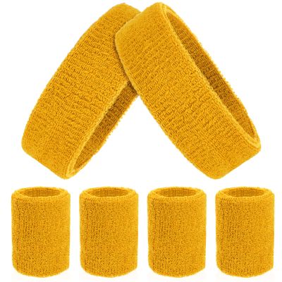 ASTER 6pcs Headband Wristband Set, Including 2pcs Sports Headband and 4pcs Wristband Sports Band Colorful Striped Sweatband for Men and Women Basketball Soccer Yoga Badminton Tennis Volleyball Golf