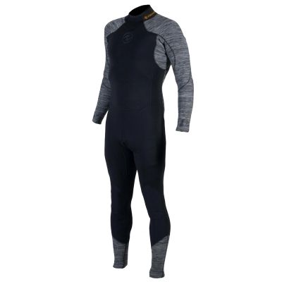 Aqualung Men's AquaFlex Dive Wetsuit - Flexible 4-Way Stretch Neoprene Full Suit w/Powertex Knee Protection for Scuba Diving, Black/Chine Gray, X-Large, 3mm