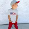 Boys Girls Short Sleeve T Shirt Kids Summer American Flag Tops Independence Day Patriotic Tee Shirts Blouse(Gray,4-5 Years) view 2