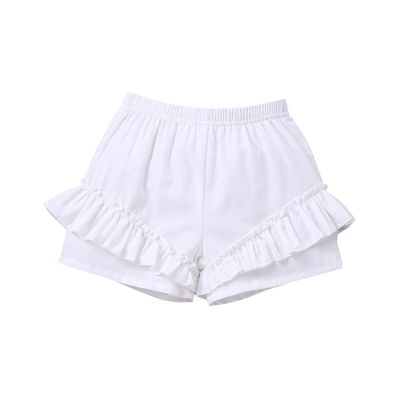 Digood Toddler Girls Boys Casual Shorts Kids Soild Fashion Ruffle Beach Short Pants Summer Elastic Waist Shorts(White,18-24 Months)